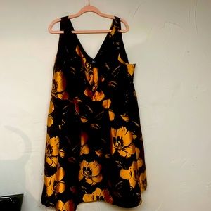 Anthropologie Eva Franco black and gold satin cocktail formal dress - size 20